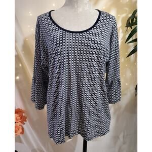 MK MICHAEL Michael Kors Chain Rope Bell Sleeve Top Womens Plus Size 1X Nautical